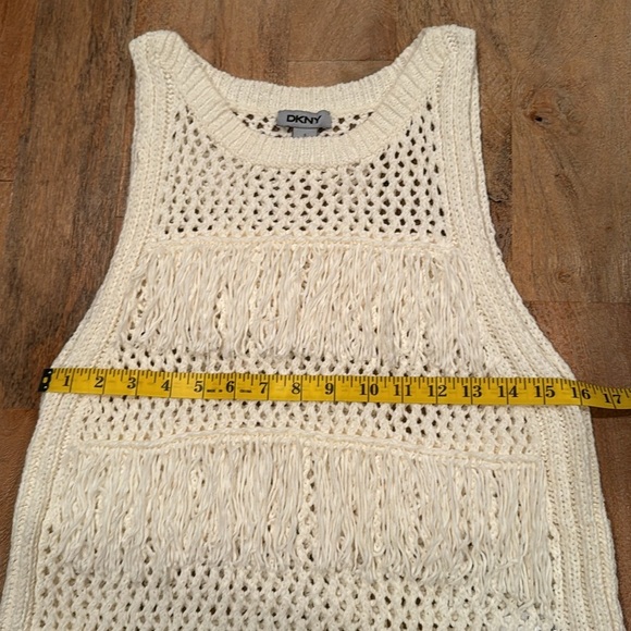 DKNY Crochet Fringe Sleeveless Festival Boho Sweater • Size Small - Picture 4 of 15